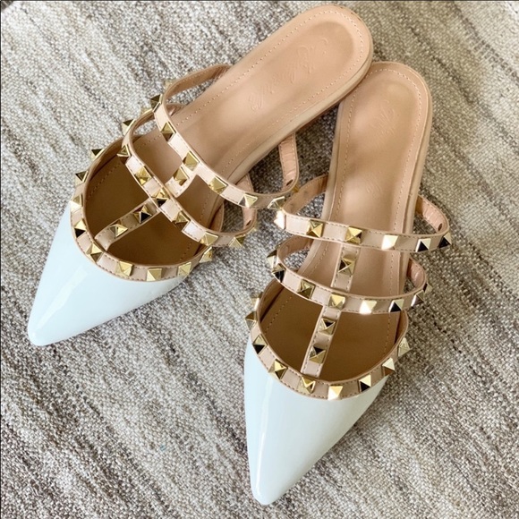 LAST 1🔥SALE New White Patent Leather Flats/Mules - Picture 5 of 5